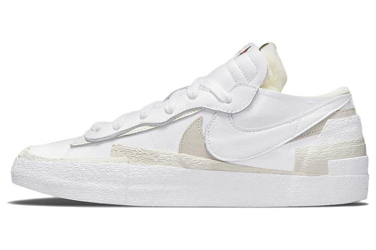 Кроссовки мужские Nike Blazer Low Sacai белая лакированная кожа, 44 EU