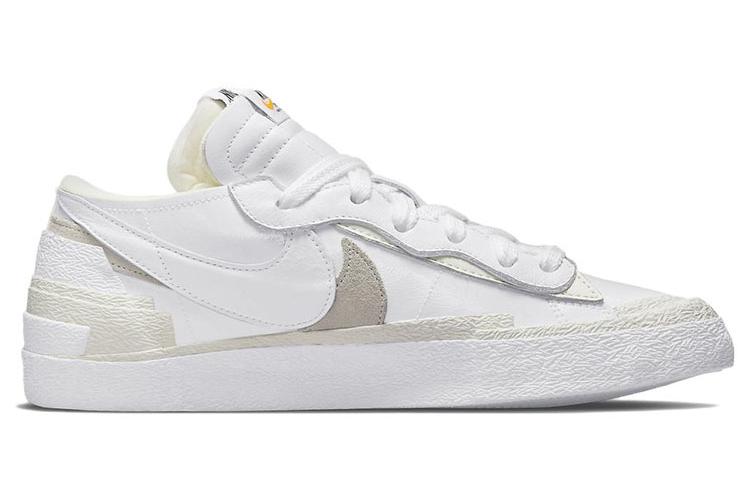 Кроссовки мужские Nike Blazer Low Sacai белая лакированная кожа, 44 EU
