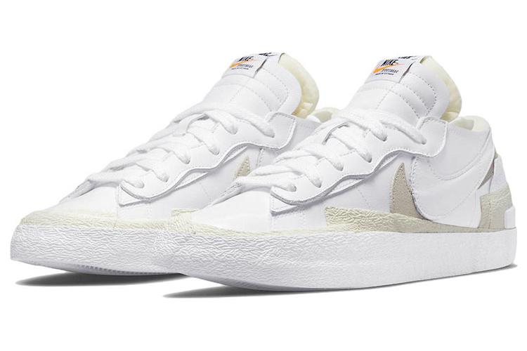 Кроссовки мужские Nike Blazer Low Sacai белая лакированная кожа, 44 EU