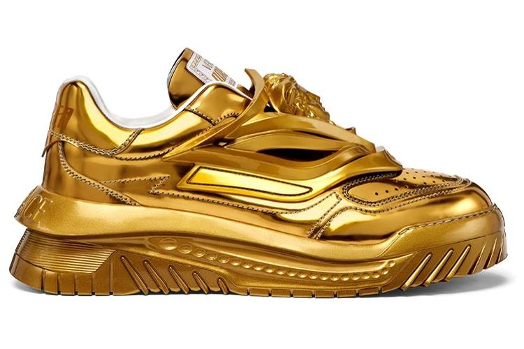 Кроссовки мужские VERSACE Odissea Caged Rubber Medusa Sneaker металлические золотые, 41 EU