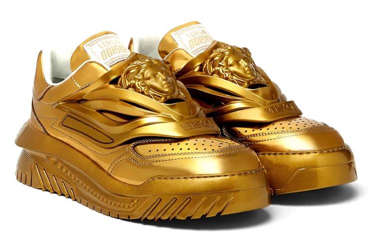 Кроссовки мужские VERSACE Odissea Caged Rubber Medusa Sneaker металлические золотые, 41 EU