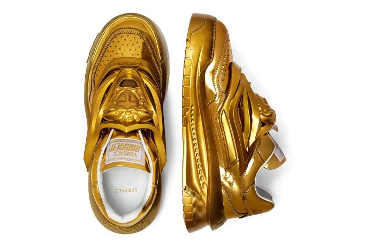 Кроссовки мужские VERSACE Odissea Caged Rubber Medusa Sneaker металлические золотые, 41 EU