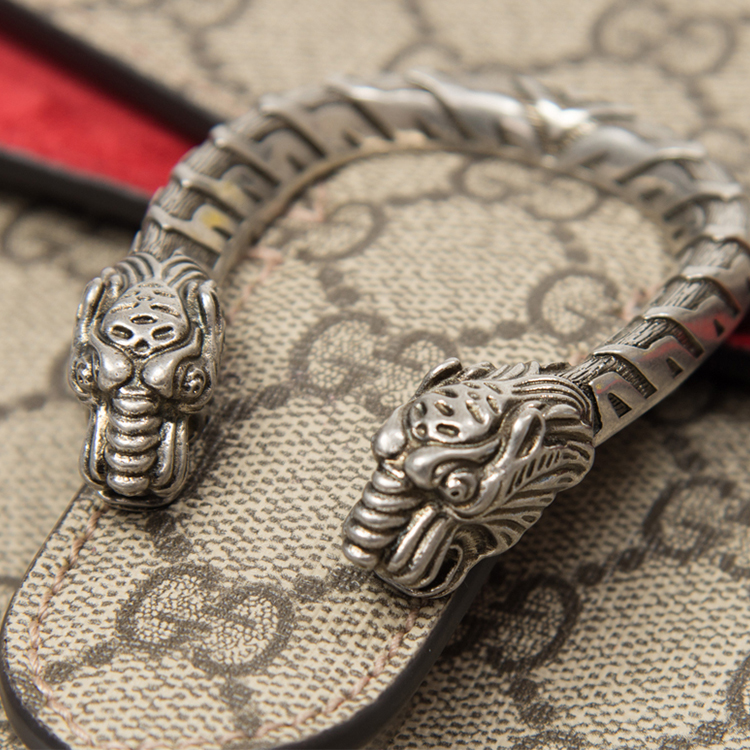 Сумка женская GUCCI Dionysus через плечо бежево-красная