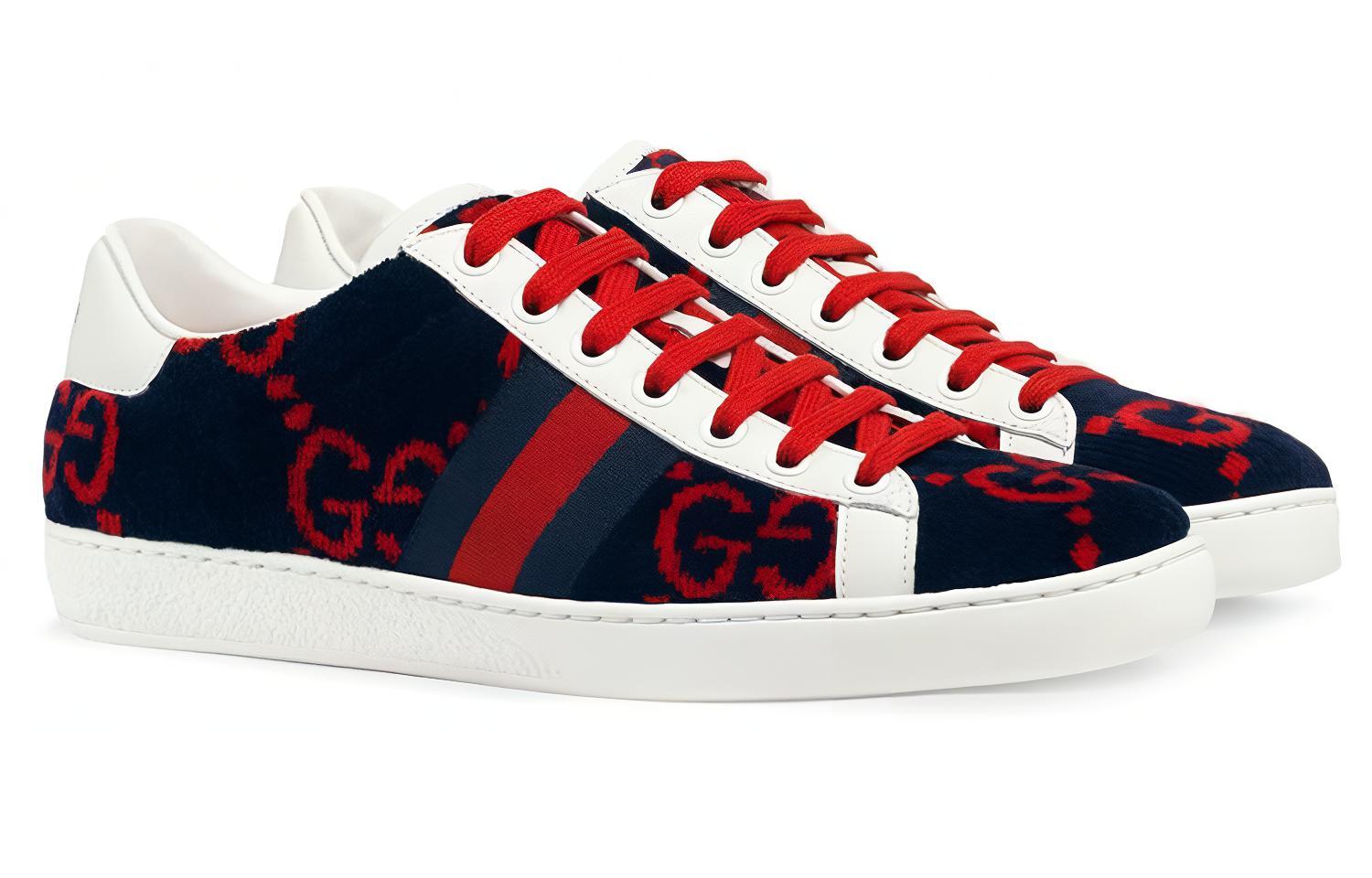 Кеды женские GUCCI Ace GG, синий/красный, 34 EU