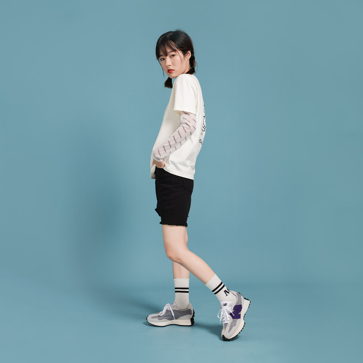 Кроссовки мужские New Balance 327 Rain Cloud Virtual Violet, 41.5 EU