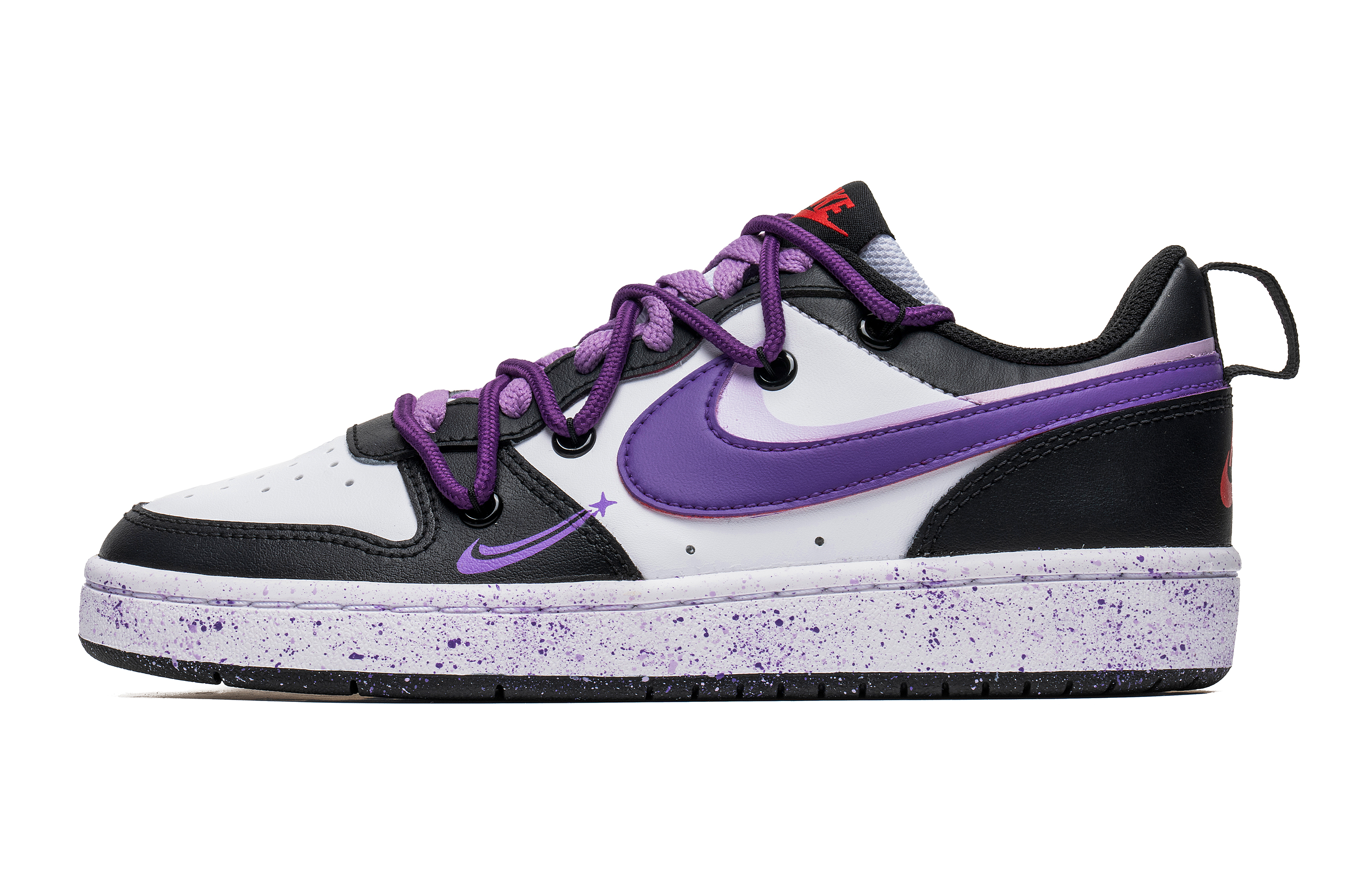Кеды женские Nike Court Borough Series Low 2 черно-белые с фиолетовым, 35.5 EU