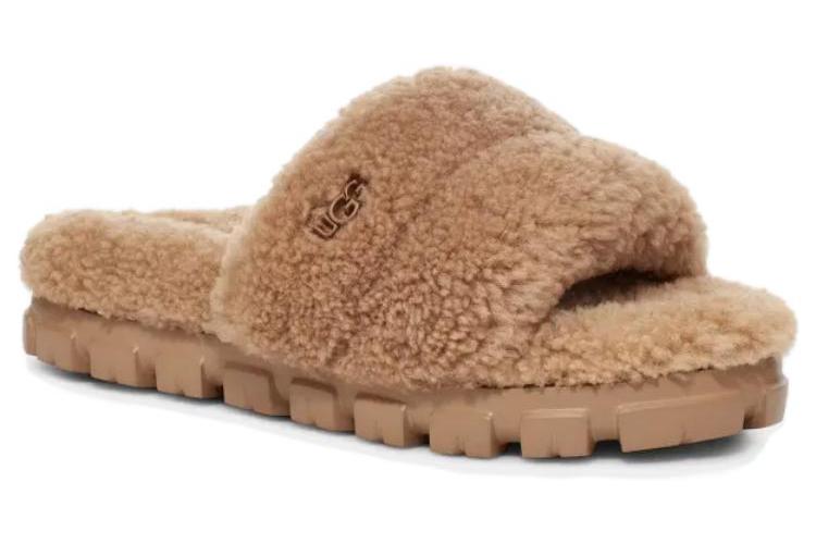 Тапочки женские UGG Cozetta Curly Slide каштановые, 37 EU