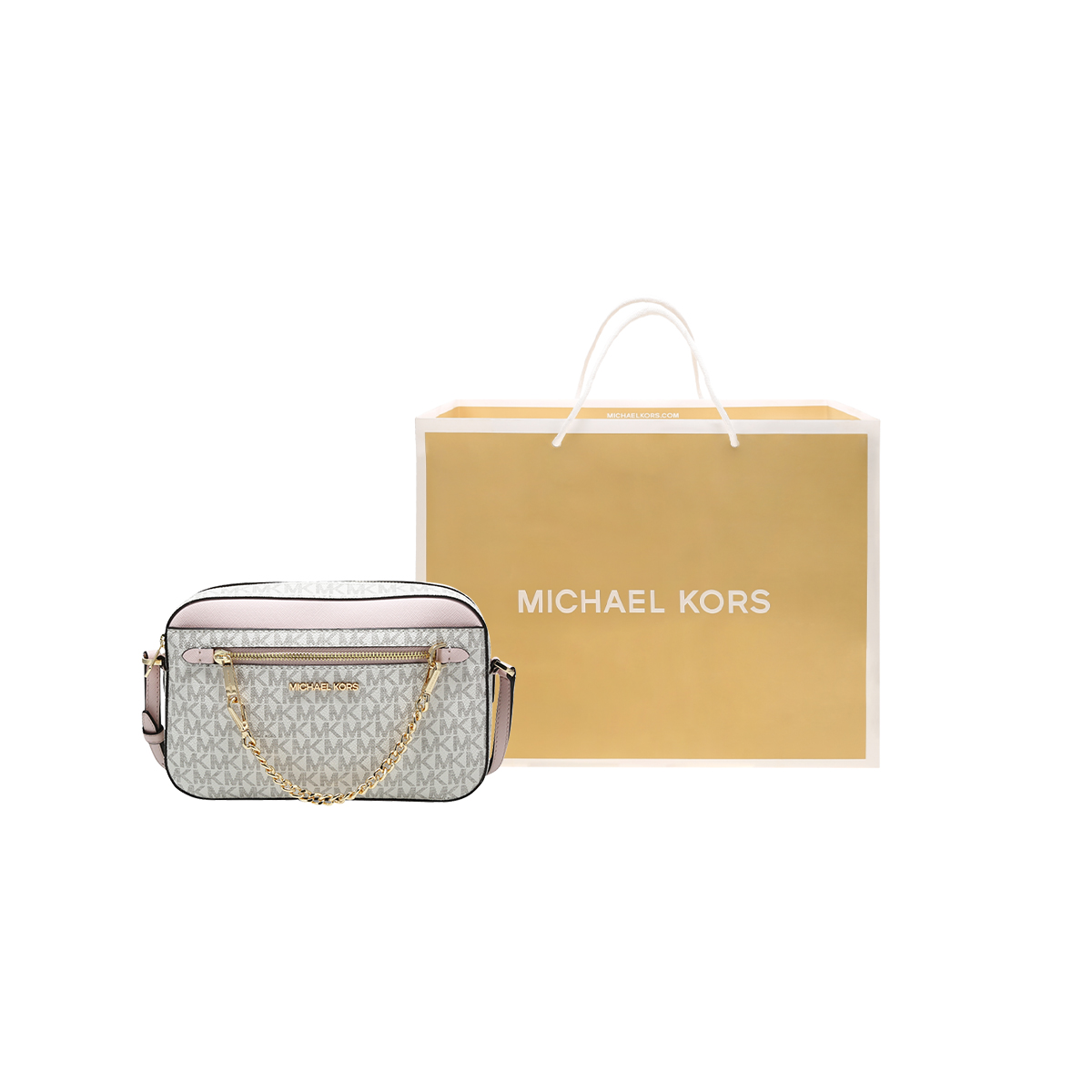 Сумка женская MICHAEL KORS Jet Set Camera Bag Tubas розовая, белая, многоцветная