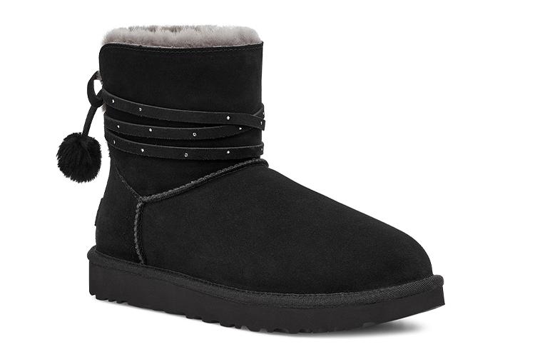 Сапоги женские UGG Mini Bailey Bow Pom черные, 37 EU