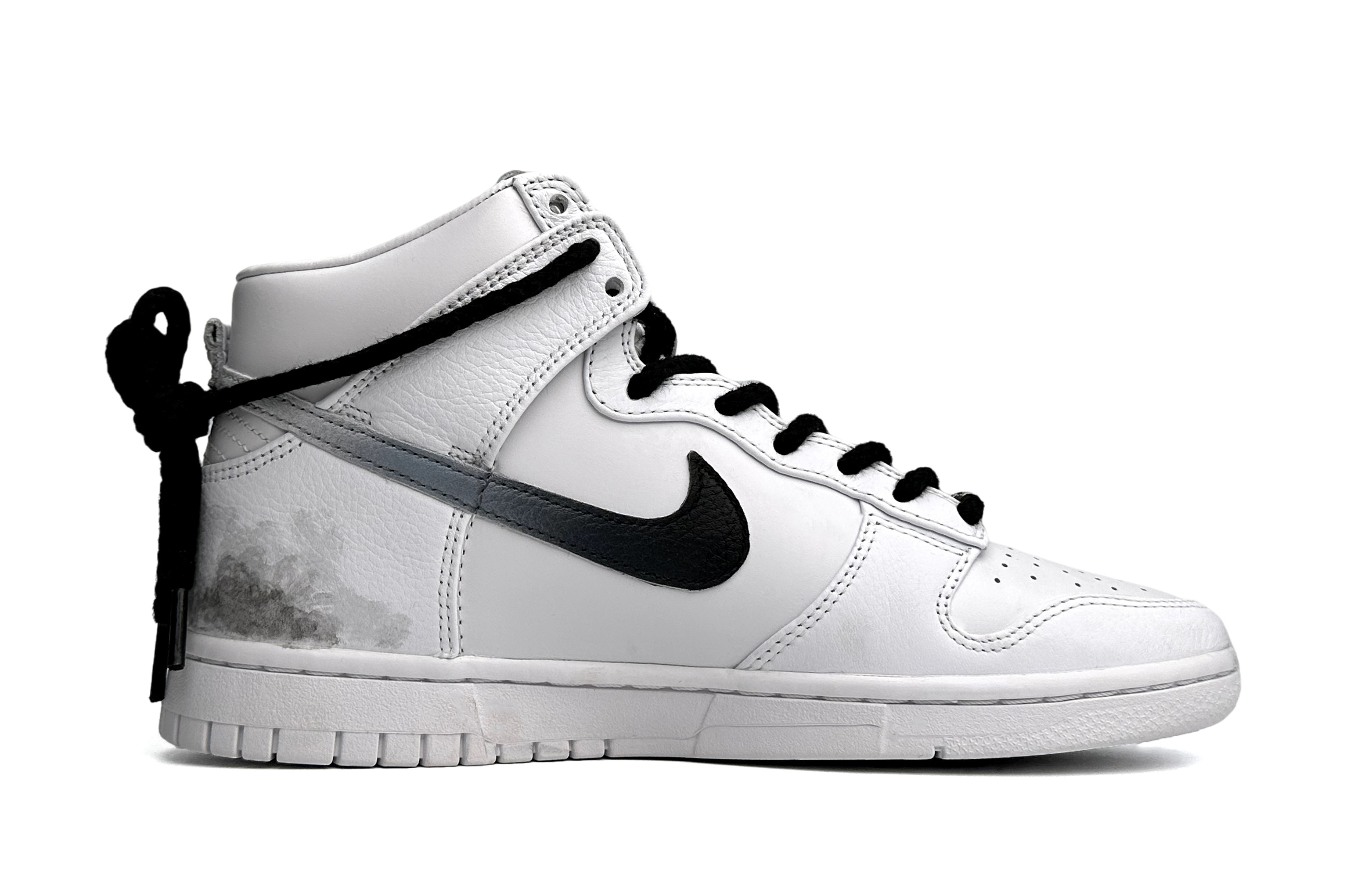 Кроссовки мужские Nike Dunk Retro PRM High-Top белые, черные, красные, 42 EU