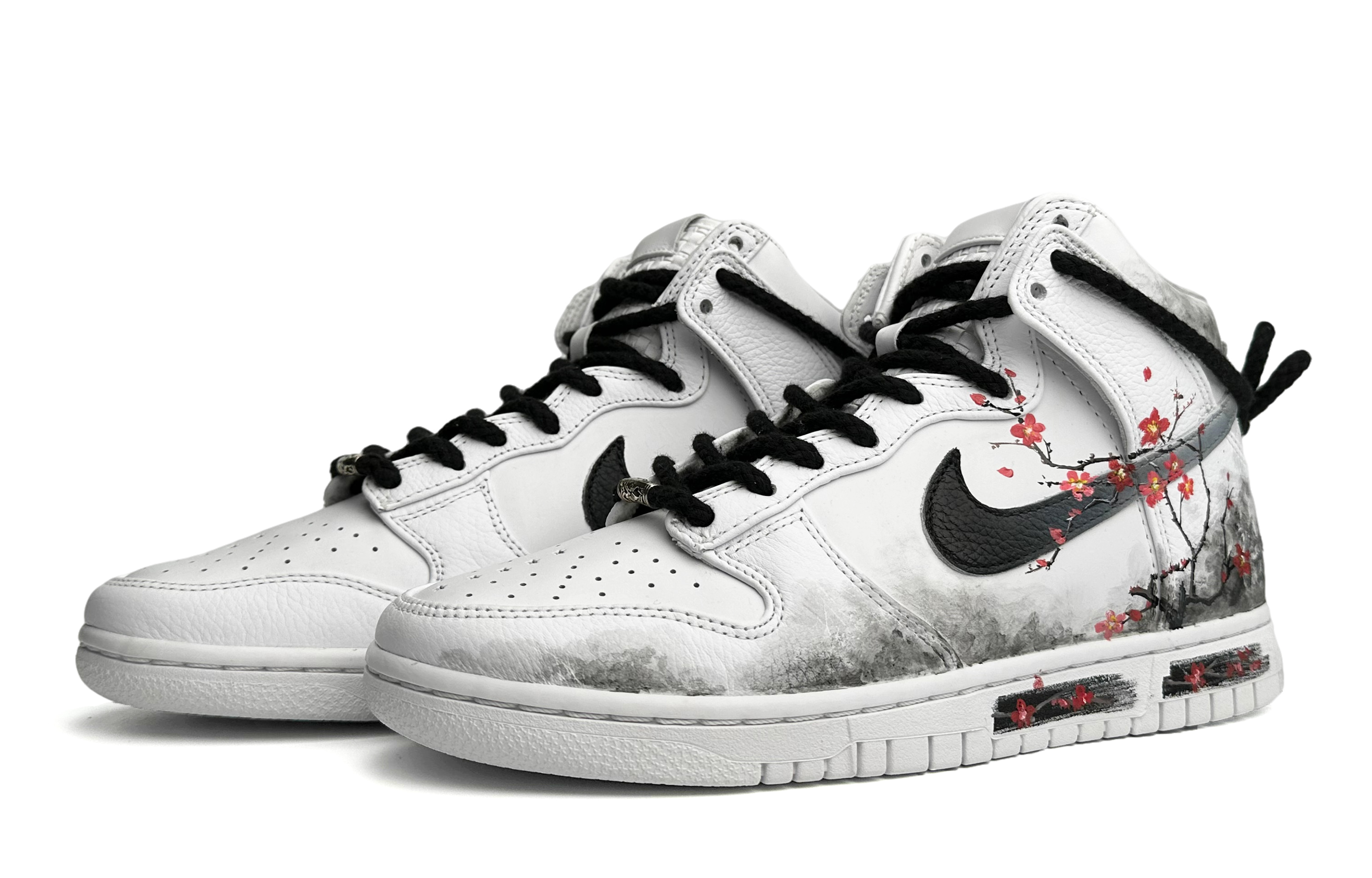 Кроссовки мужские Nike Dunk Retro PRM High-Top белые, черные, красные, 42 EU