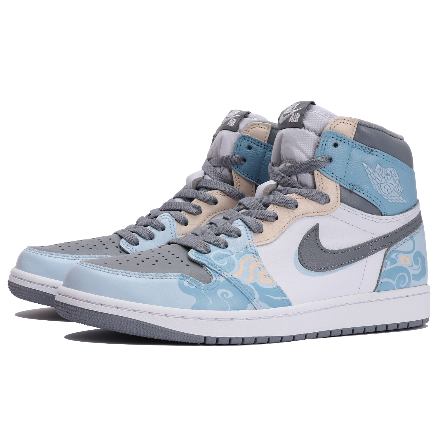 Кеды унисекс Jordan Air Jordan 1 серо-голубые, 36.5 EU