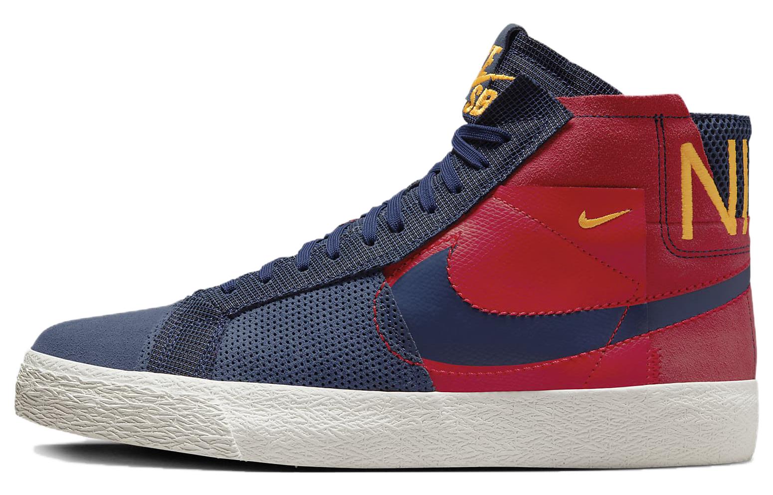 Кроссовки унисекс Nike Zoom Blazer Mid Premium Deconstructed Barcelona, blue-red