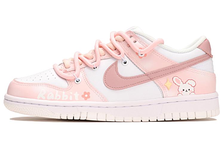Кеды женские Nike Dunk Low GS, розово-белые, 37.5 EU