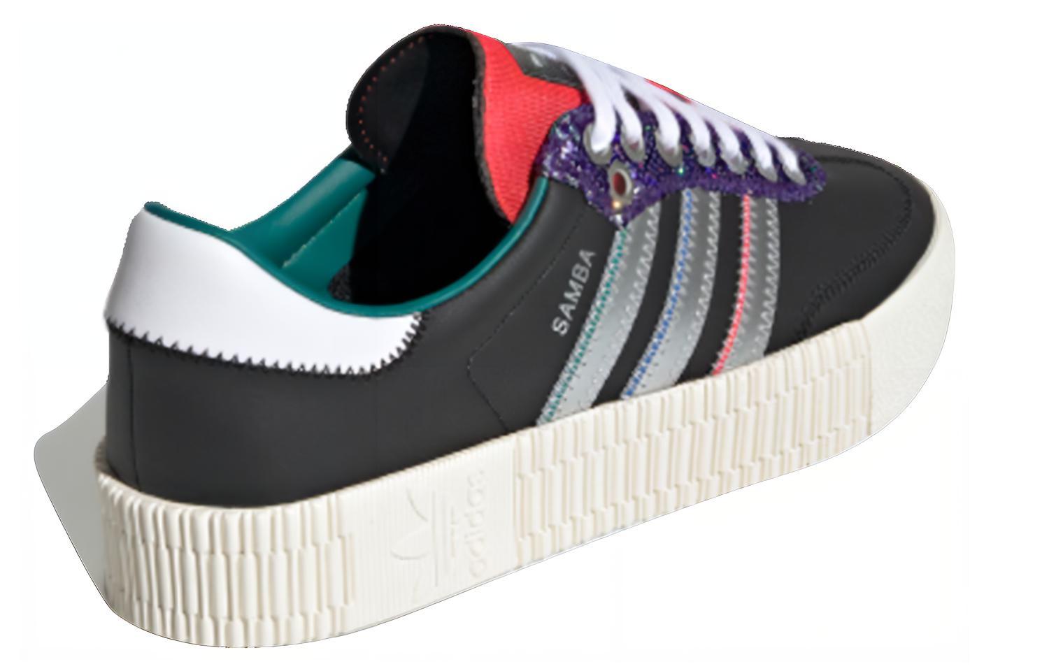 Кеды женские Adidas Samba Low черные, красные, серебристые, 37 1/3 EU