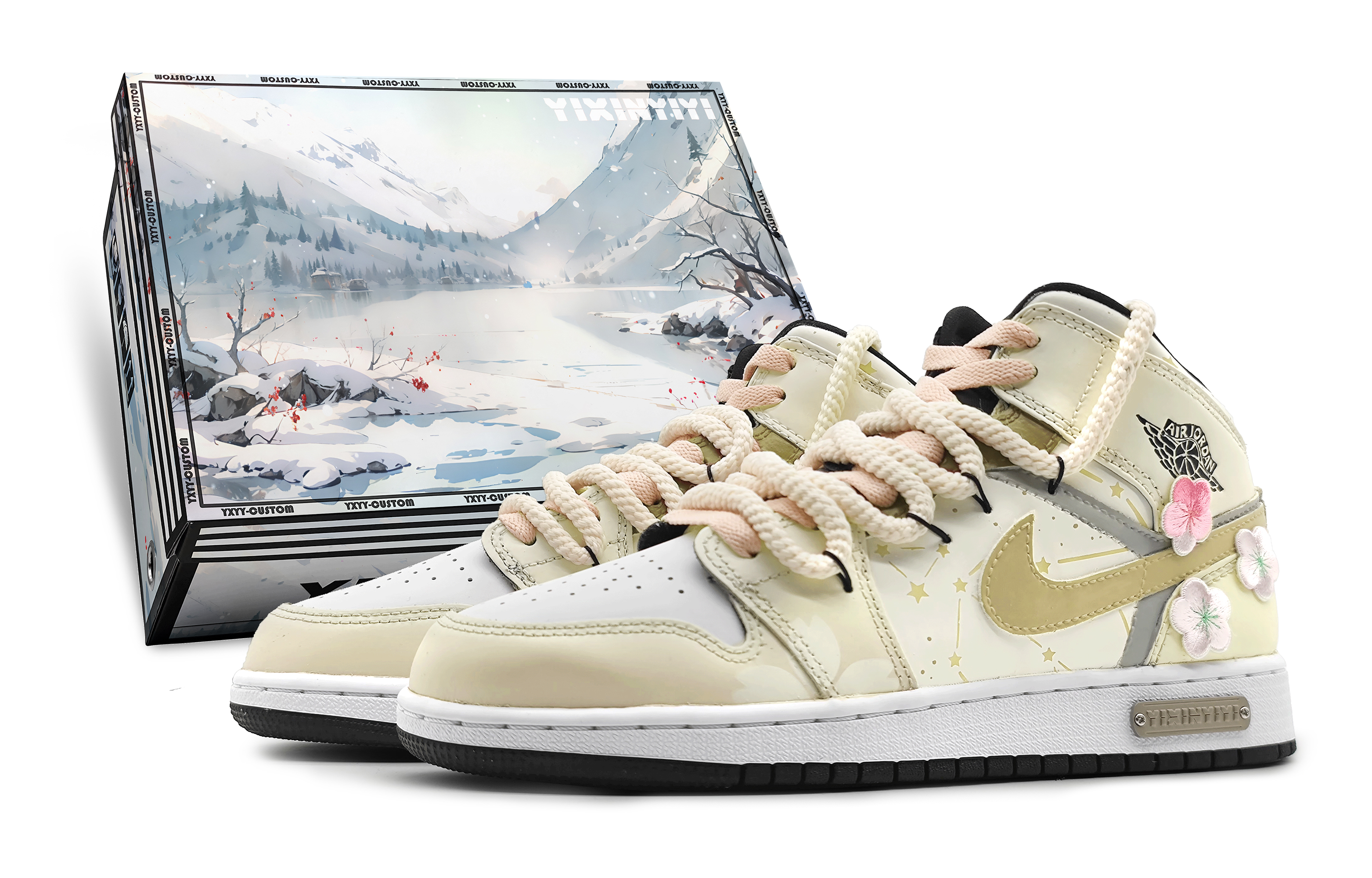 Кеды женские Jordan Air Jordan 1 Mid розовые, желтые, 39 EU