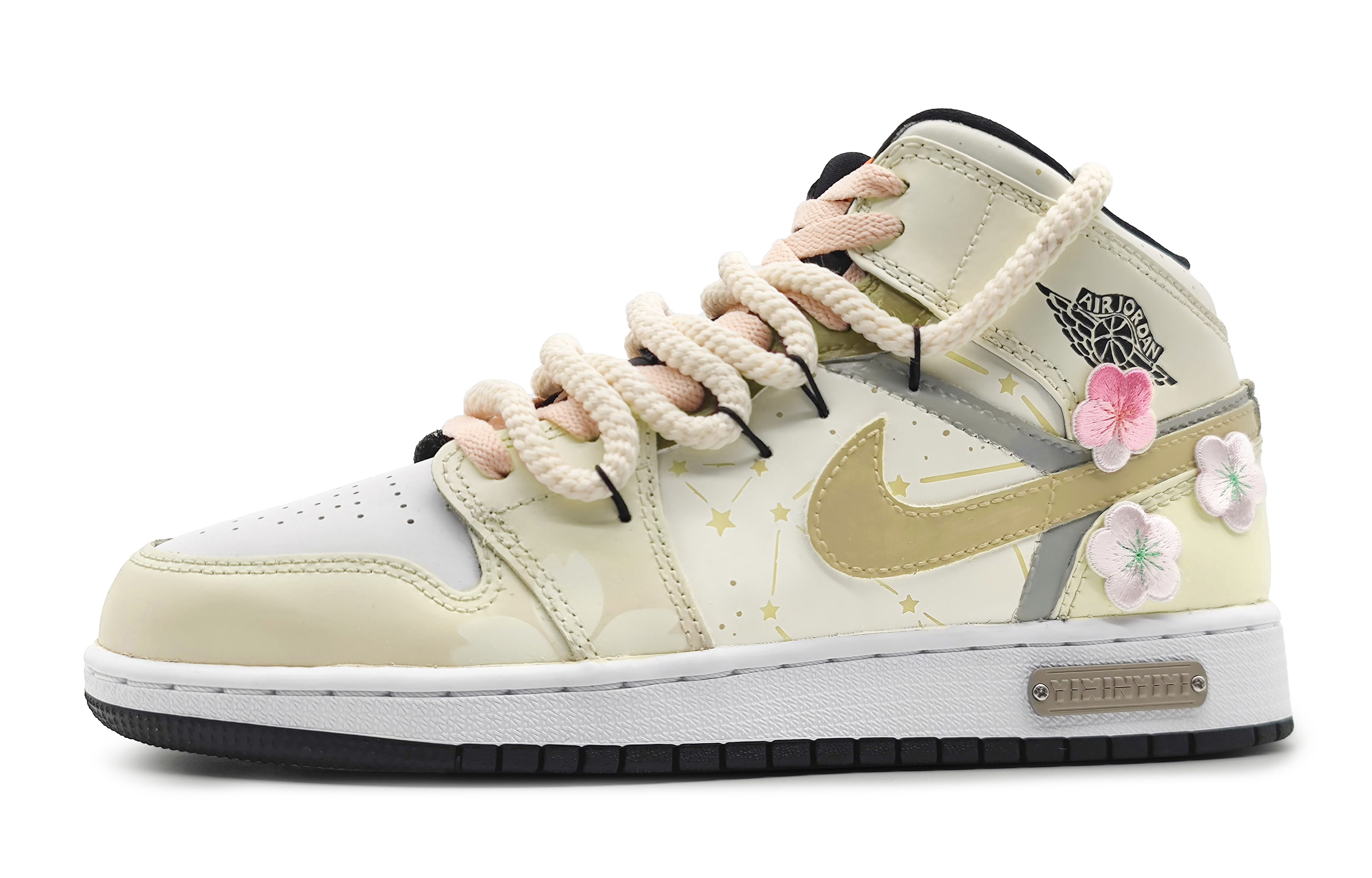 Кеды женские Jordan Air Jordan 1 Mid розовые, желтые, 39 EU