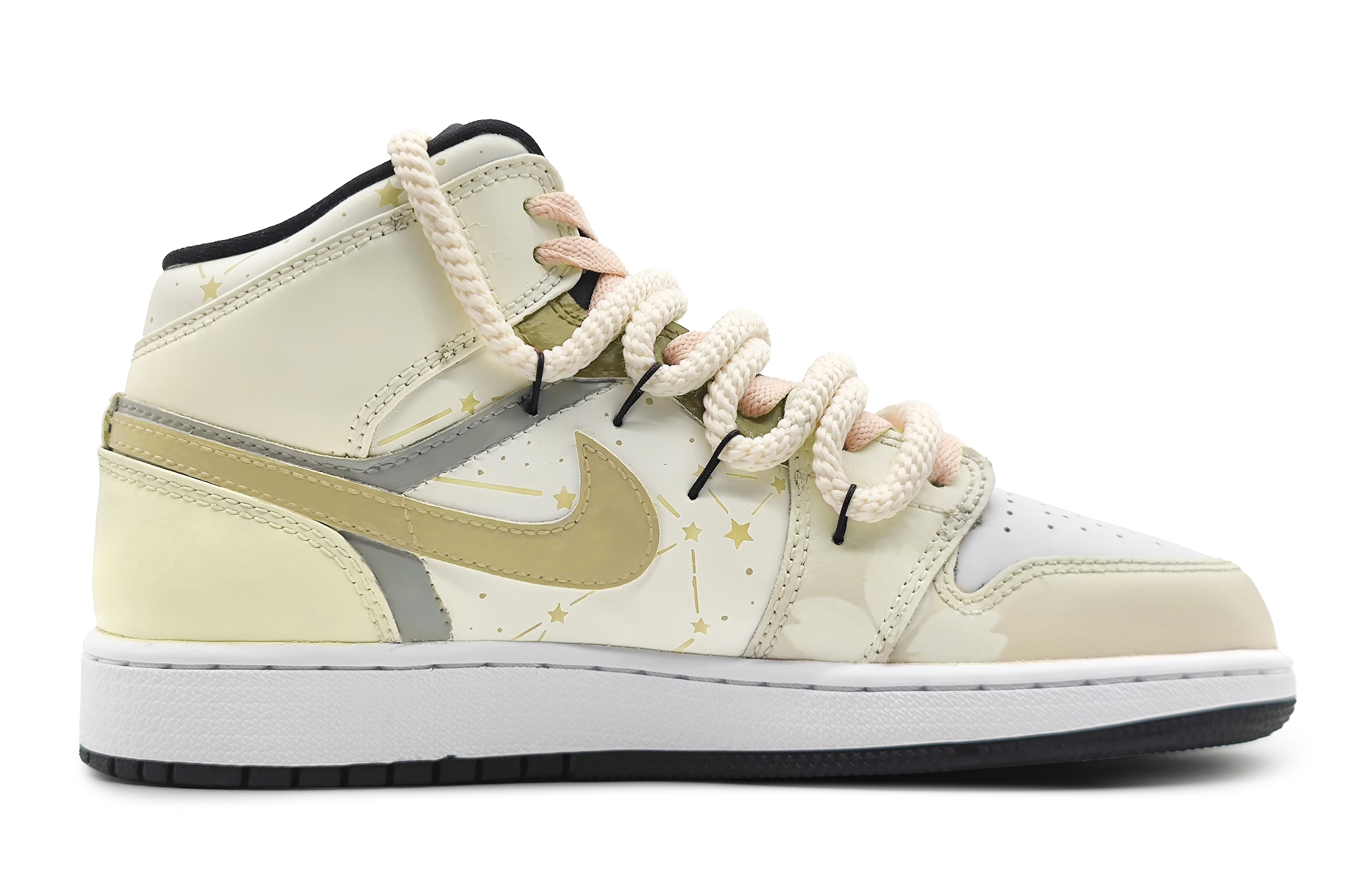 Кеды женские Jordan Air Jordan 1 Mid розовые, желтые, 39 EU