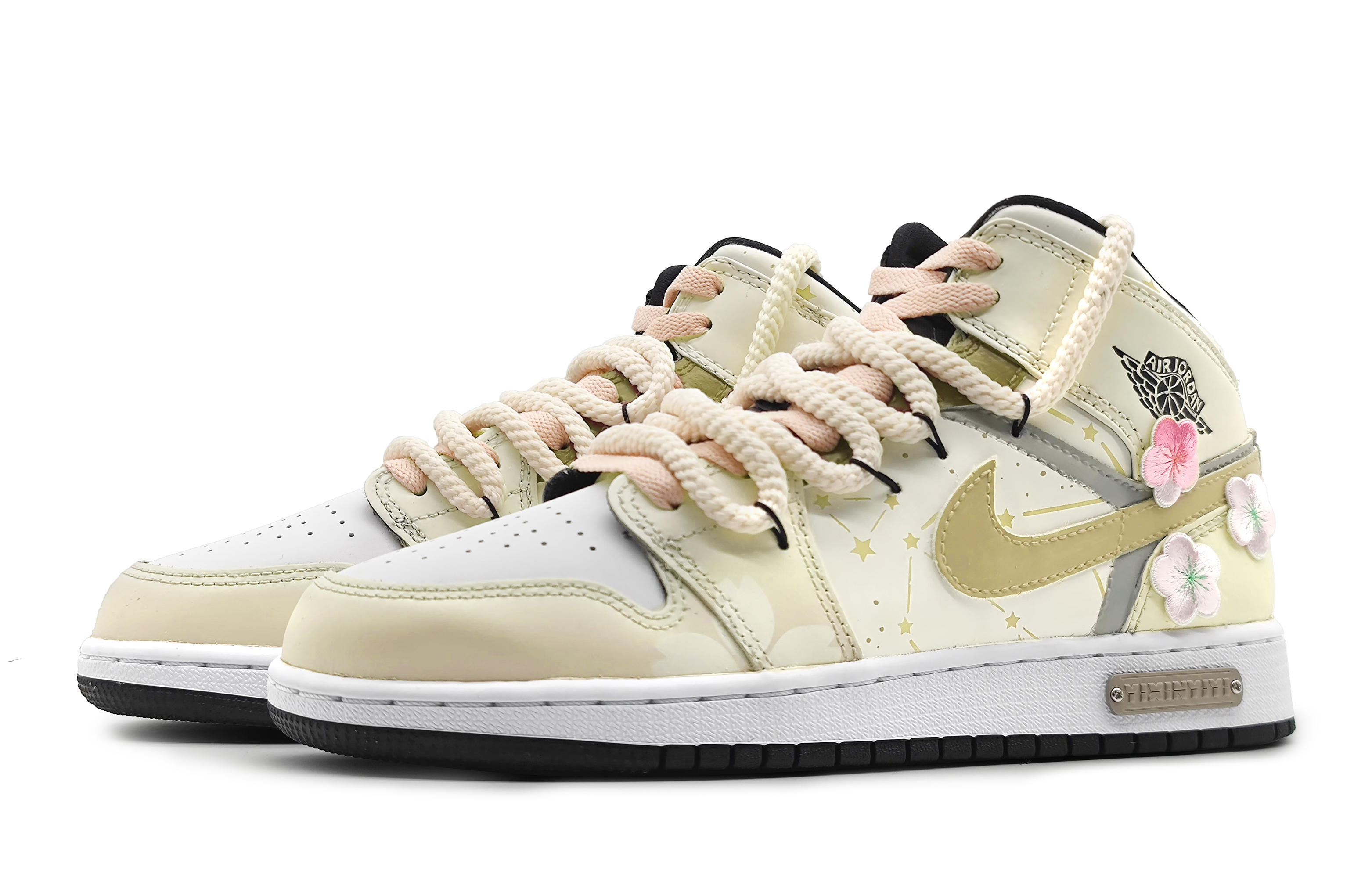 Кеды женские Jordan Air Jordan 1 Mid розовые, желтые, 39 EU