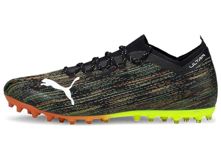 Футбольные бутсы мужские PUMA Ultra 1.2 Mg черные, желтые