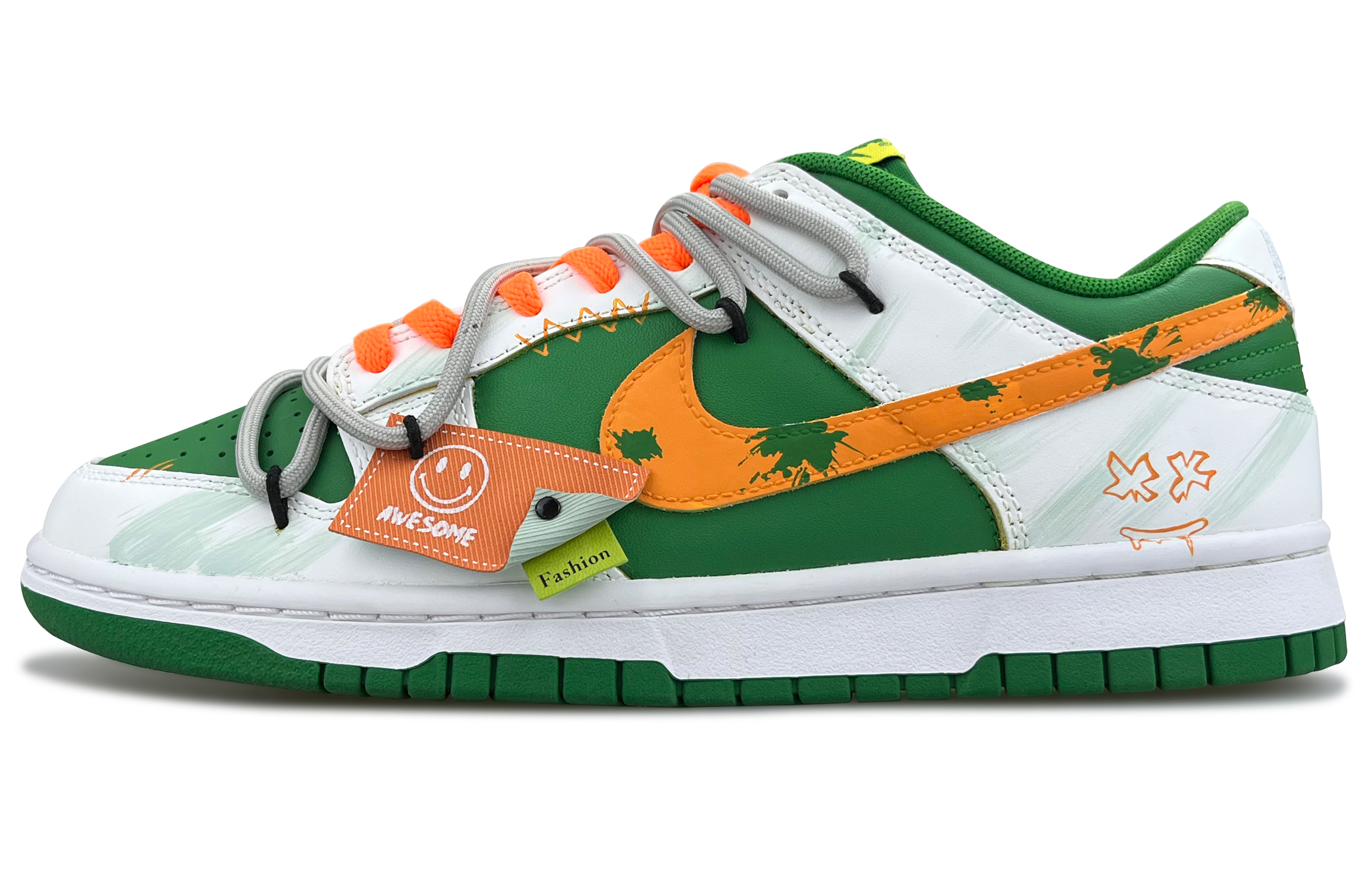 Кеды мужские Nike Dunk Trendy Reverse Low-Top зелено-оранжевые, 42.5 EU