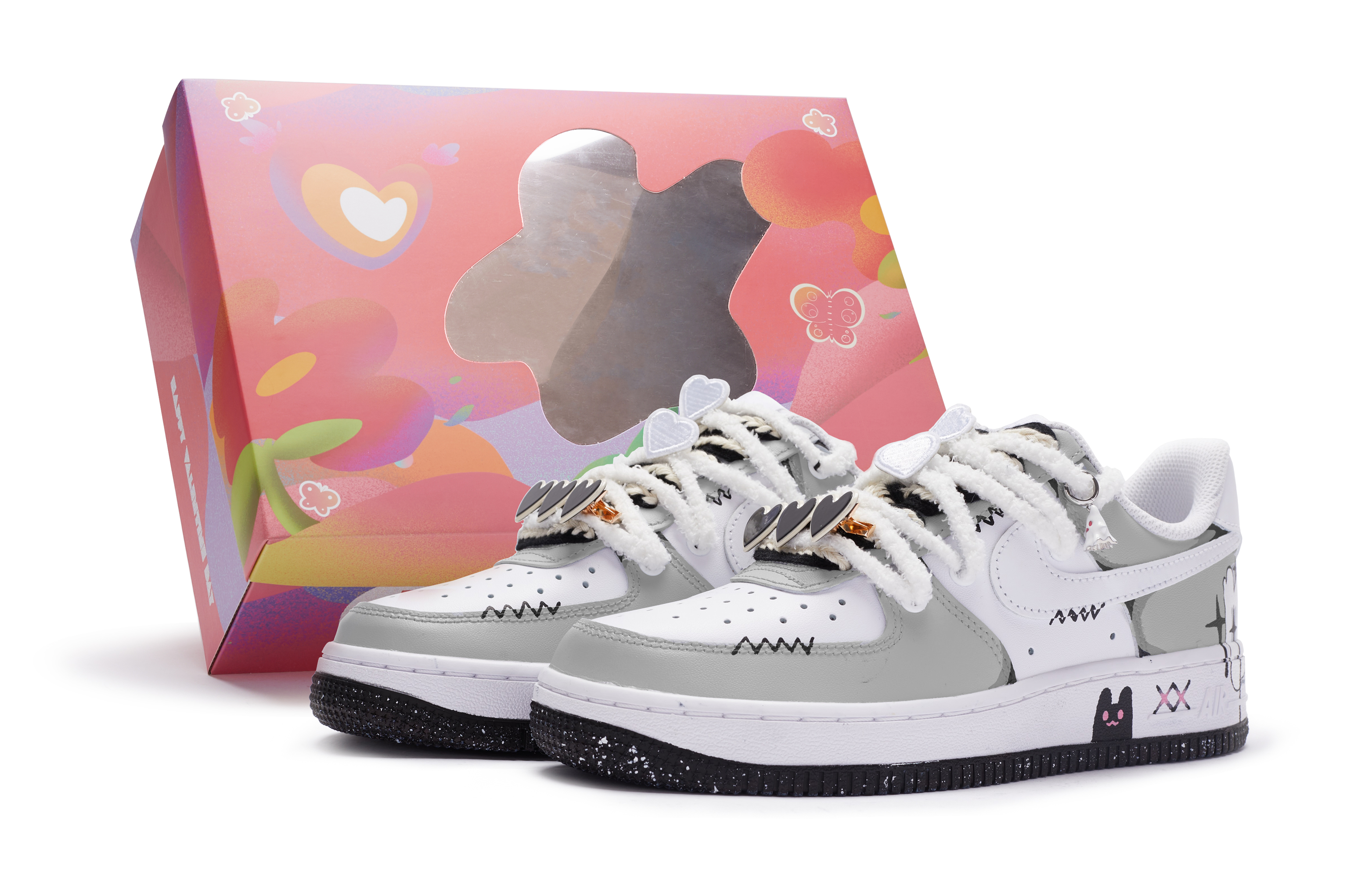 Кеды женские Nike Air Force 1 Low Top черные, белые, серые