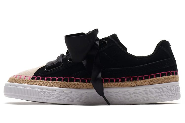 Кеды женские PUMA Suede Heart Sneakerdrille Ribbon черные/розовые