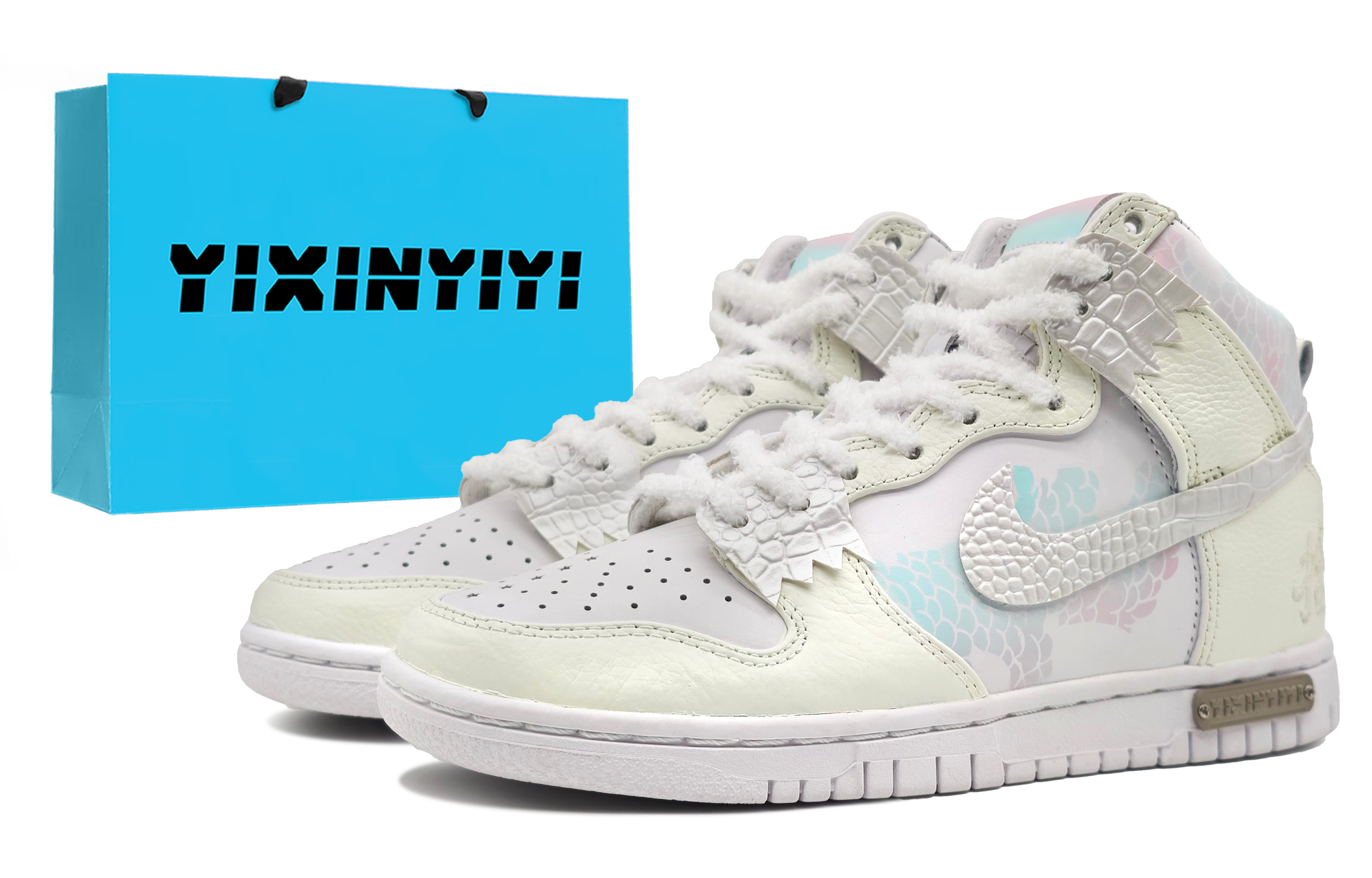 Спортивные кеды унисекс Nike Dunk High High-Top желтый циановый пурпурный