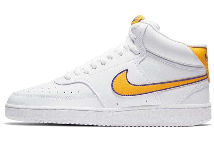 Спортивные кроссовки мужские Nike Court Vision Mid Lakers белые-оранжевые, 44.5 EU