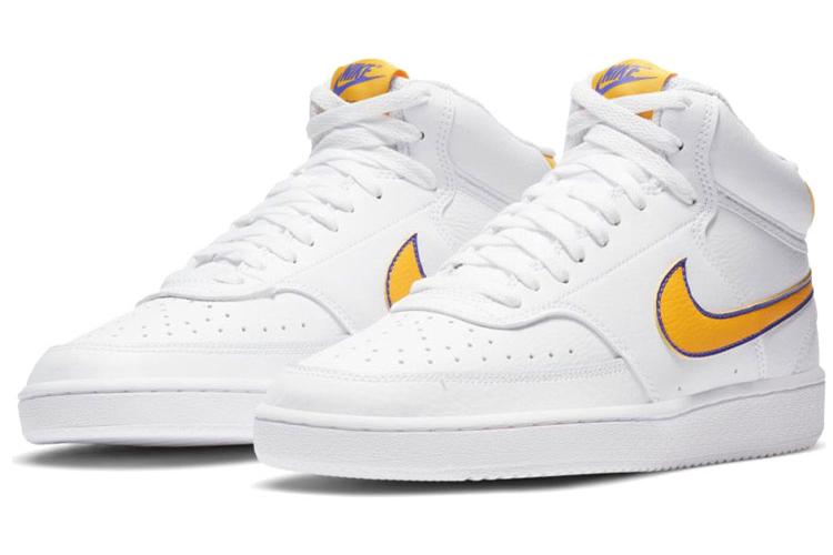 Спортивные кроссовки мужские Nike Court Vision Mid Lakers белые-оранжевые, 44.5 EU