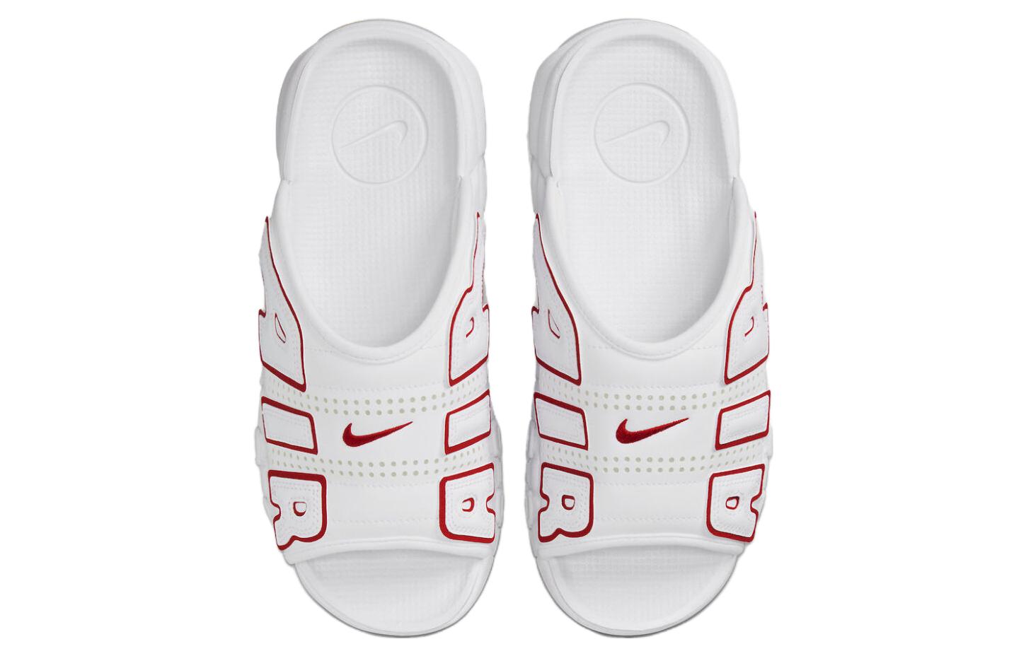 Шлепанцы мужские Nike Air More Uptempo Slide белые, красные, 42.5 EU