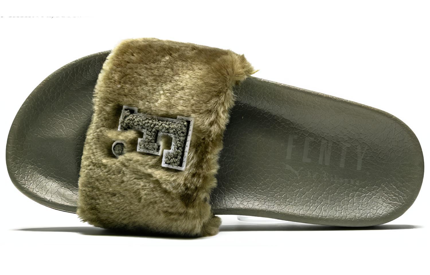 Шлепанцы женские PUMA Fenty X Fur Slide burnt olive, 38 EU