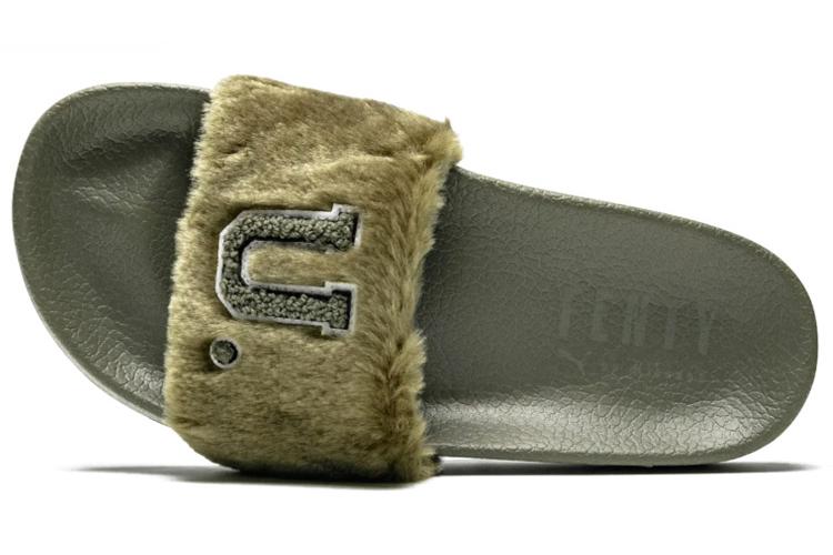 Шлепанцы женские PUMA Fenty X Fur Slide burnt olive, 38 EU
