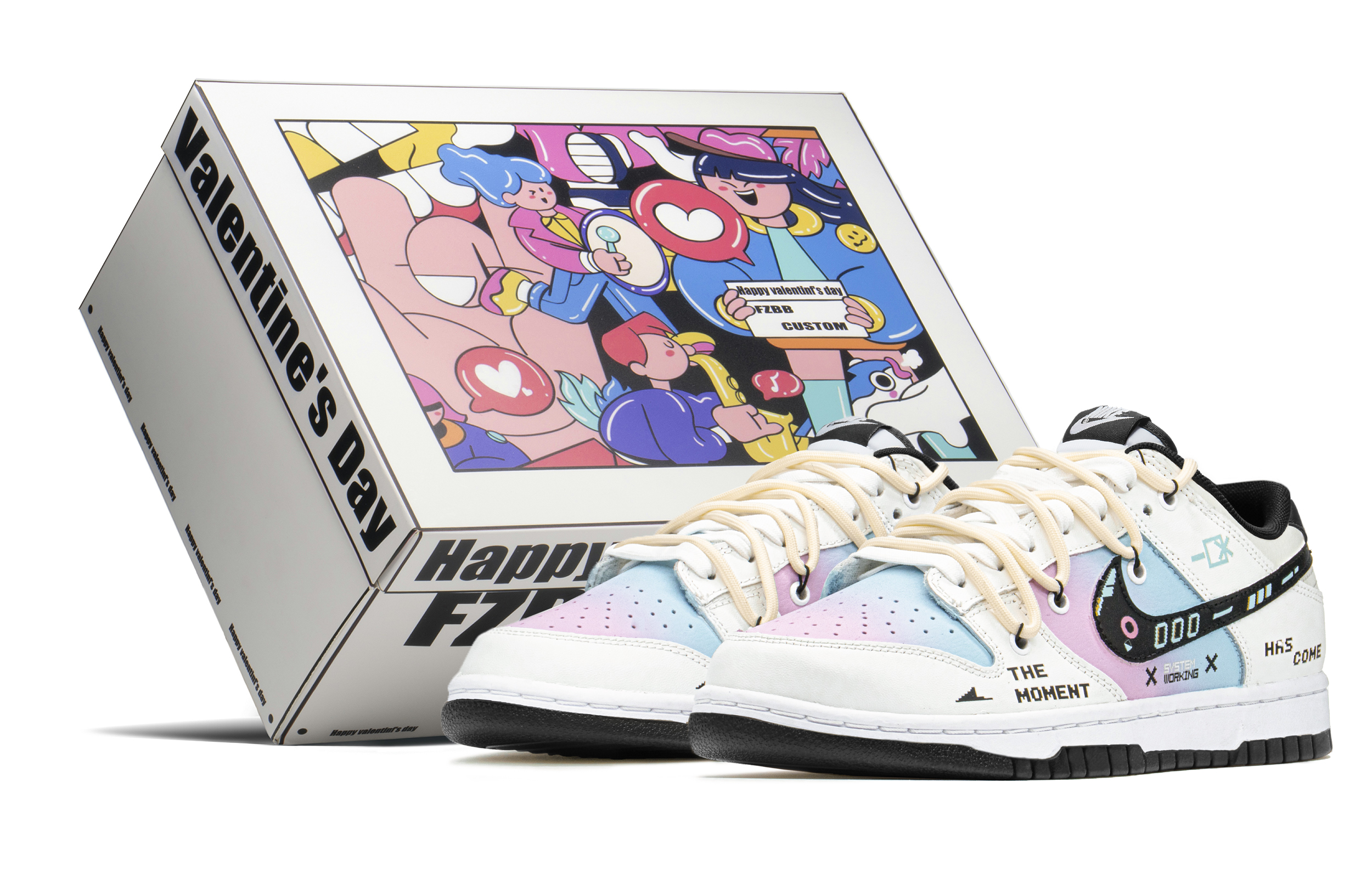 Кеды унисекс Nike Dunk Low FZBB синий и розовый