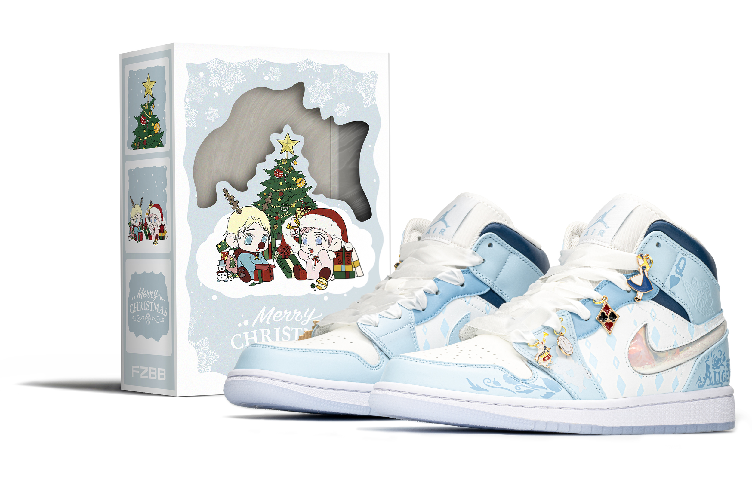 Кеды женские Jordan Air Jordan 1 High Top синие и белые