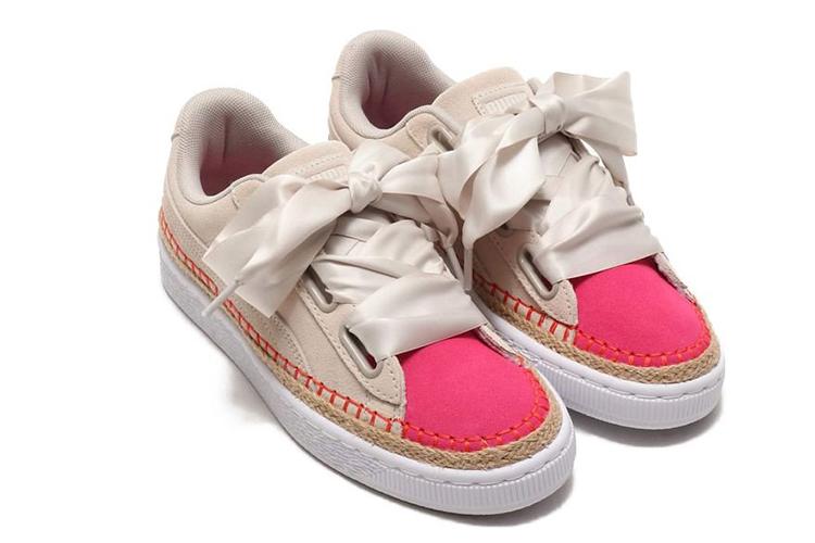 Кеды женские PUMA Suede Heart Sneakerdrille бежево-розовые, 39 EU