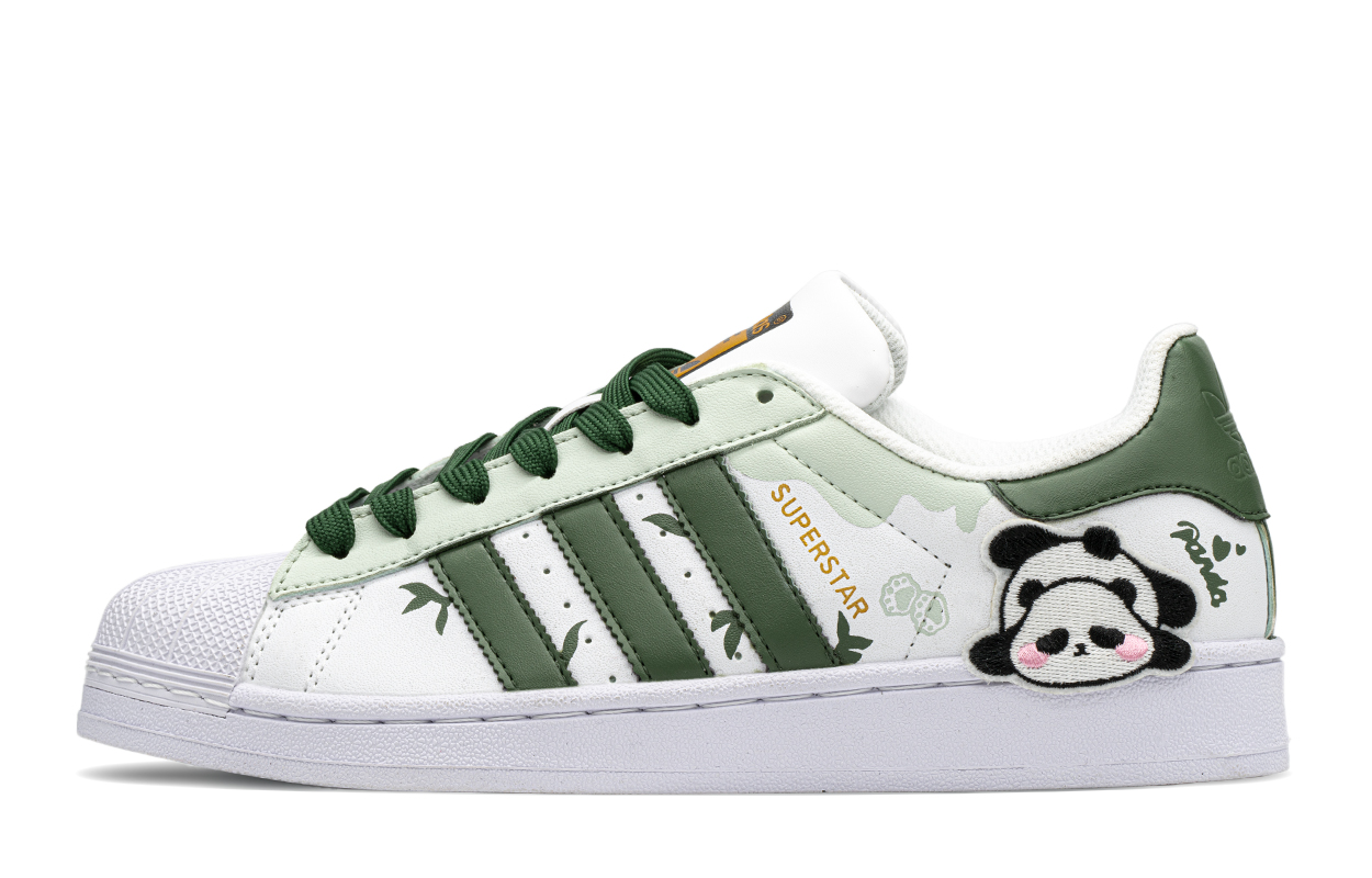 Кеды унисекс Adidas Originals Superstar Low Top белые и зелёные