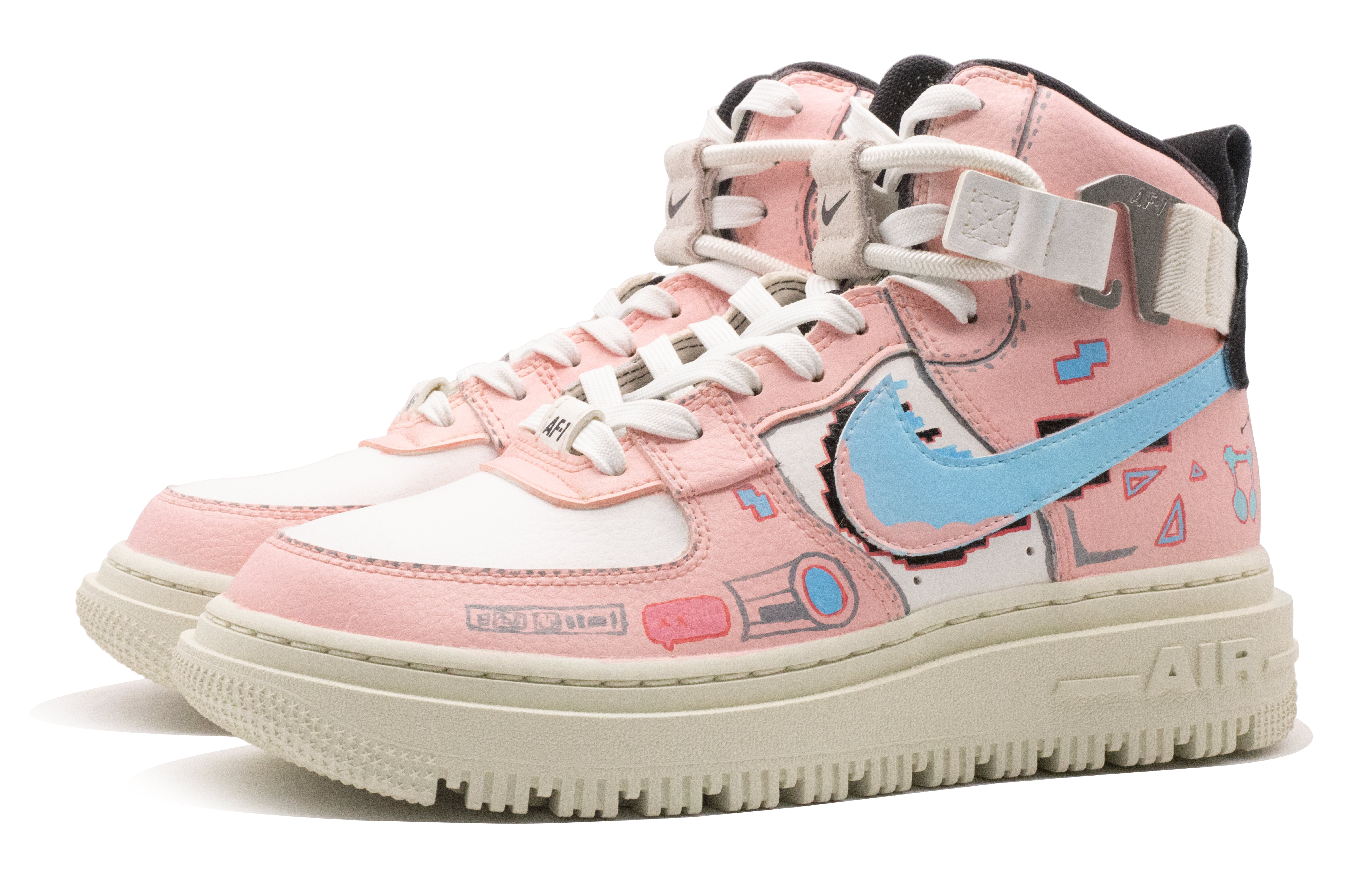 Кеды женские Nike Air Force 1 Esports High Top розовые, голубые, 36.5 EU