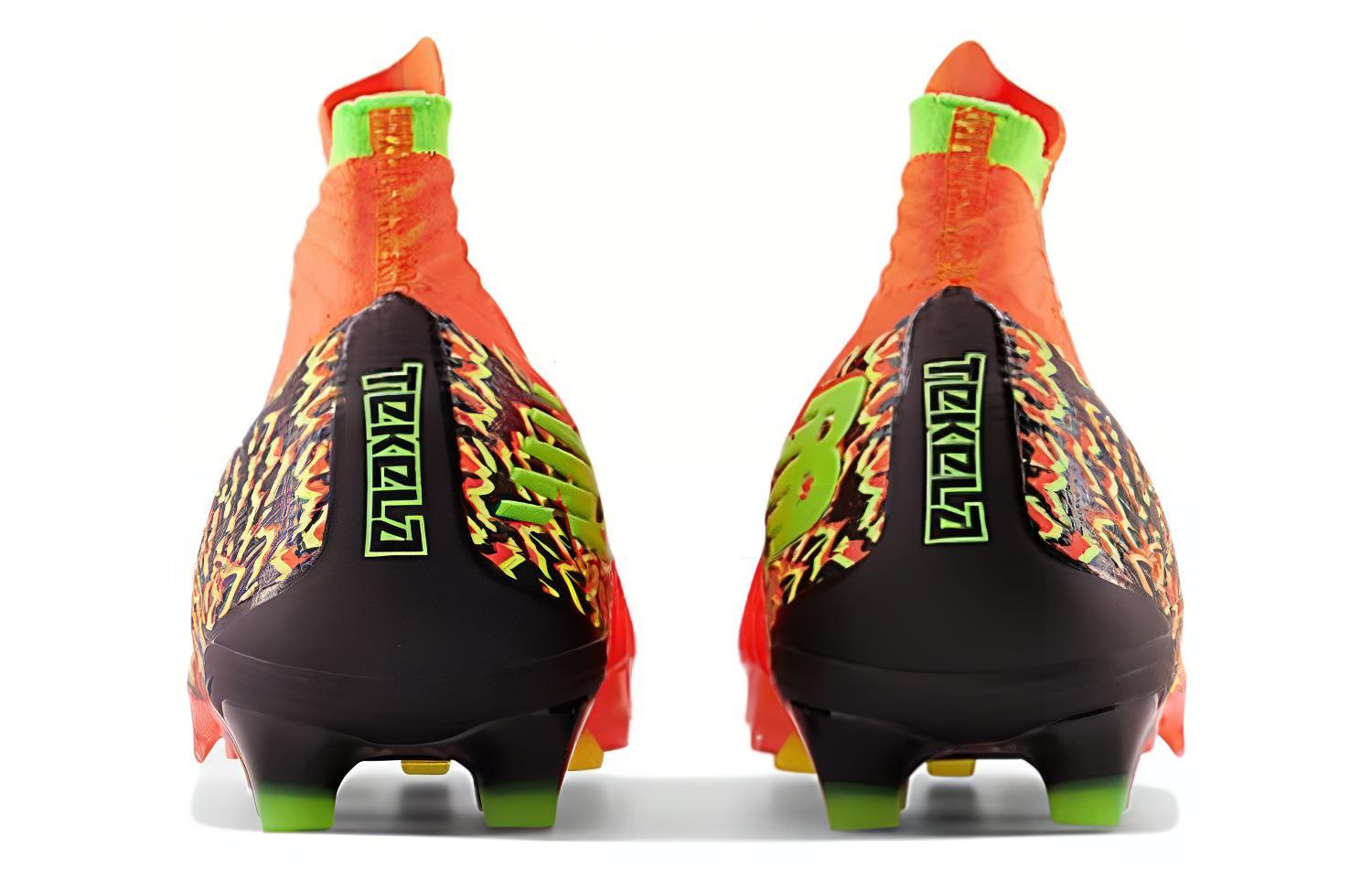 Футбольные бутсы мужские New Balance Tekela V4 Pro FG оранжево-зеленые, 42 EU