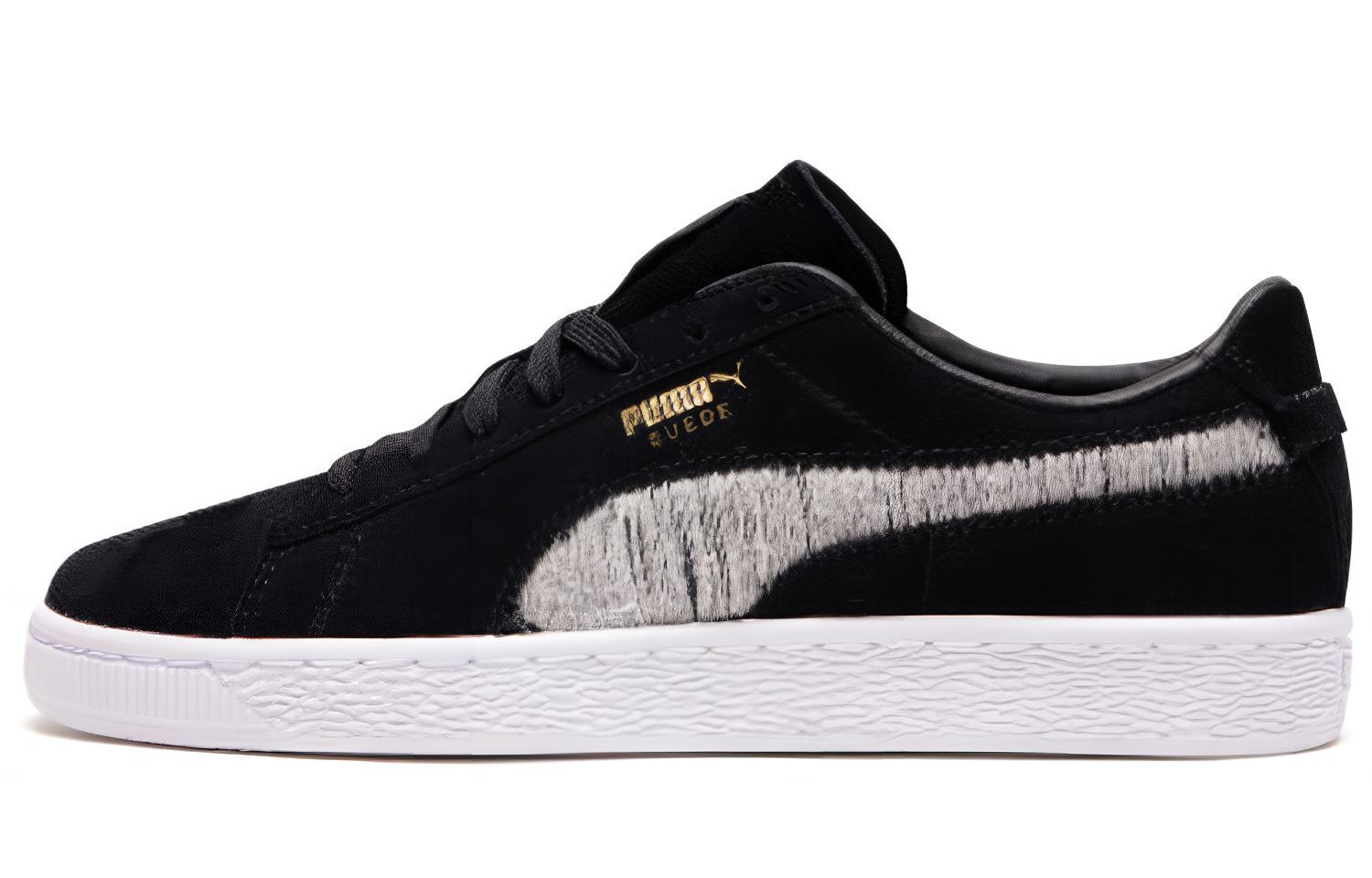 Кроссовки унисекс PUMA Suede Ripped Denim черные-белые, 37 EU