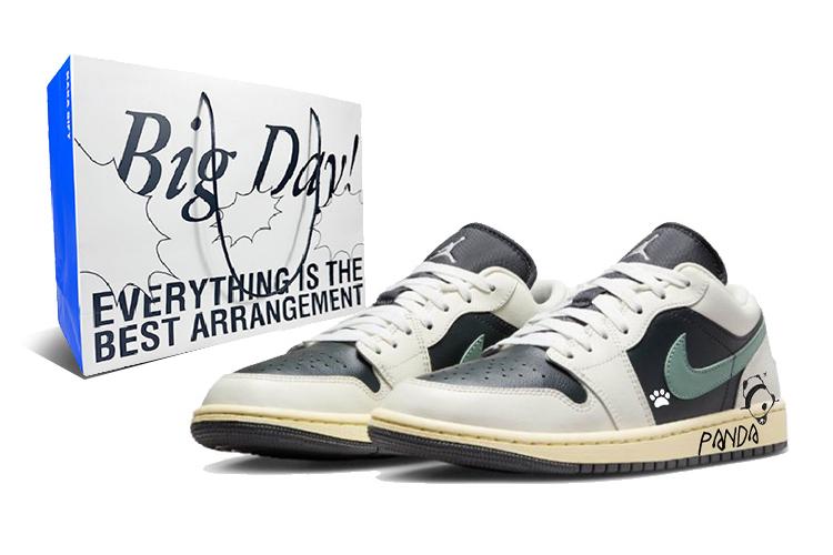 Кеды унисекс Jordan Air Jordan 1 Low-Top Vintage чёрно-зелёные, 37.5 EU