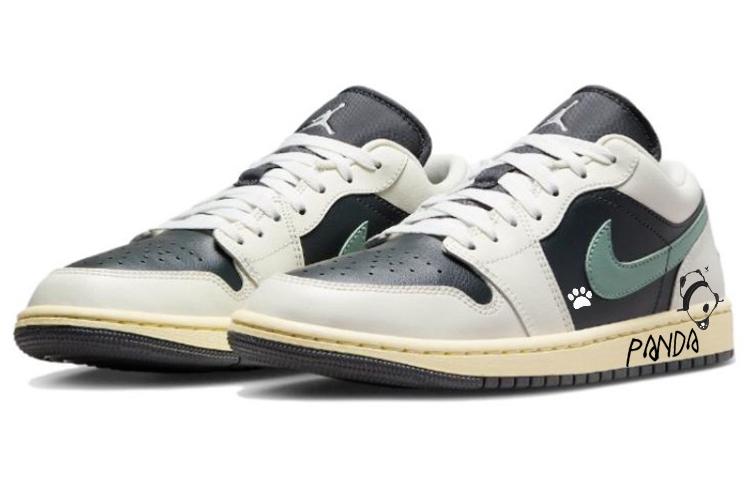 Кеды унисекс Jordan Air Jordan 1 Low-Top Vintage чёрно-зелёные, 37.5 EU