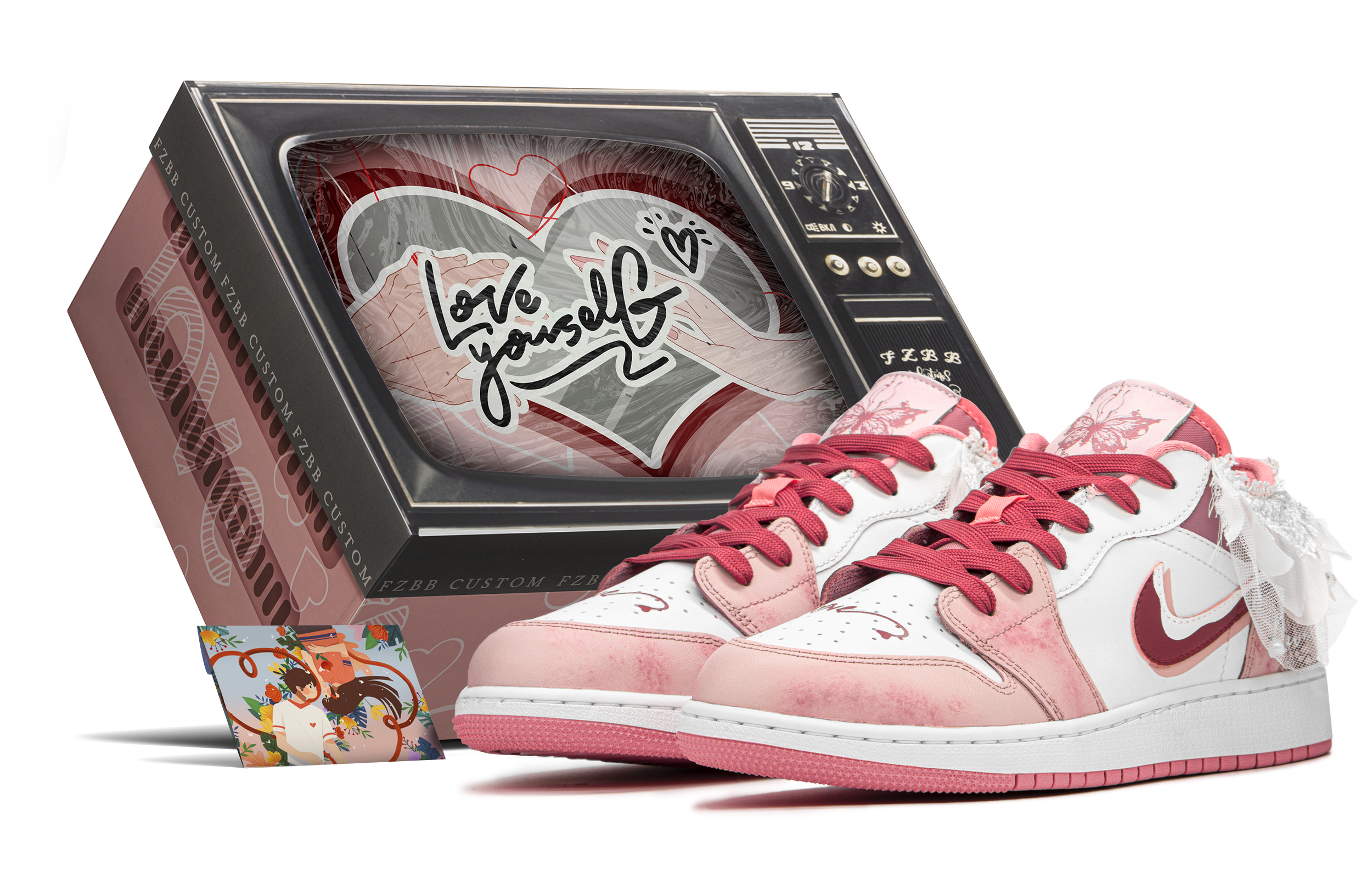 Кеды женские Jordan Air Jordan 1 Low GS розово-белые