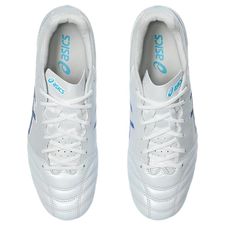 Футбольные бутсы унисекс ASICS DS LIGHT белые и синие, 42.5 EU