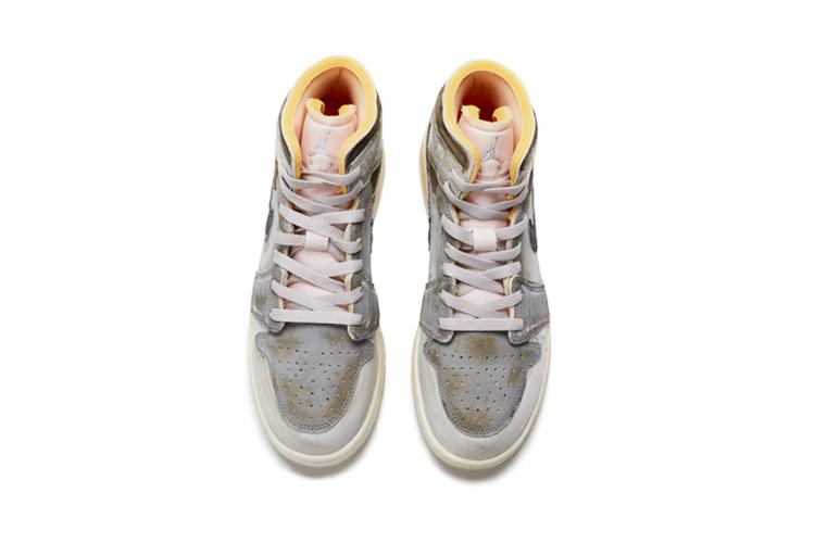 Кеды женские Jordan Air Jordan 1 Mid SE Craft серые, белые, коричневые, 36.5 EU