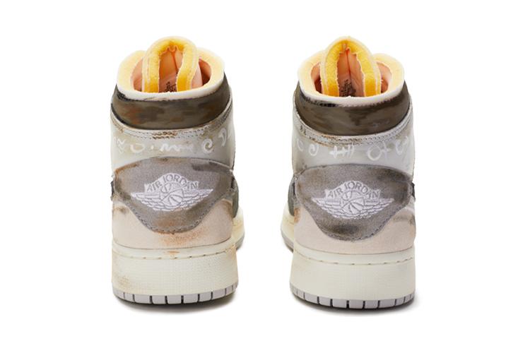 Кеды женские Jordan Air Jordan 1 Mid SE Craft серые, белые, коричневые, 36.5 EU