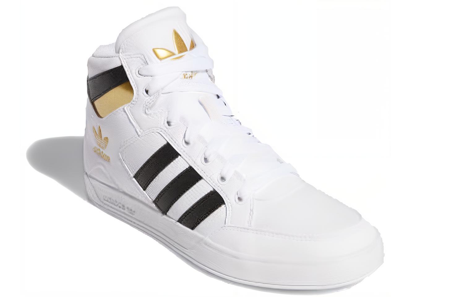 Кроссовки Adidas Hard Court High белые, черные, золотые, 44 EU