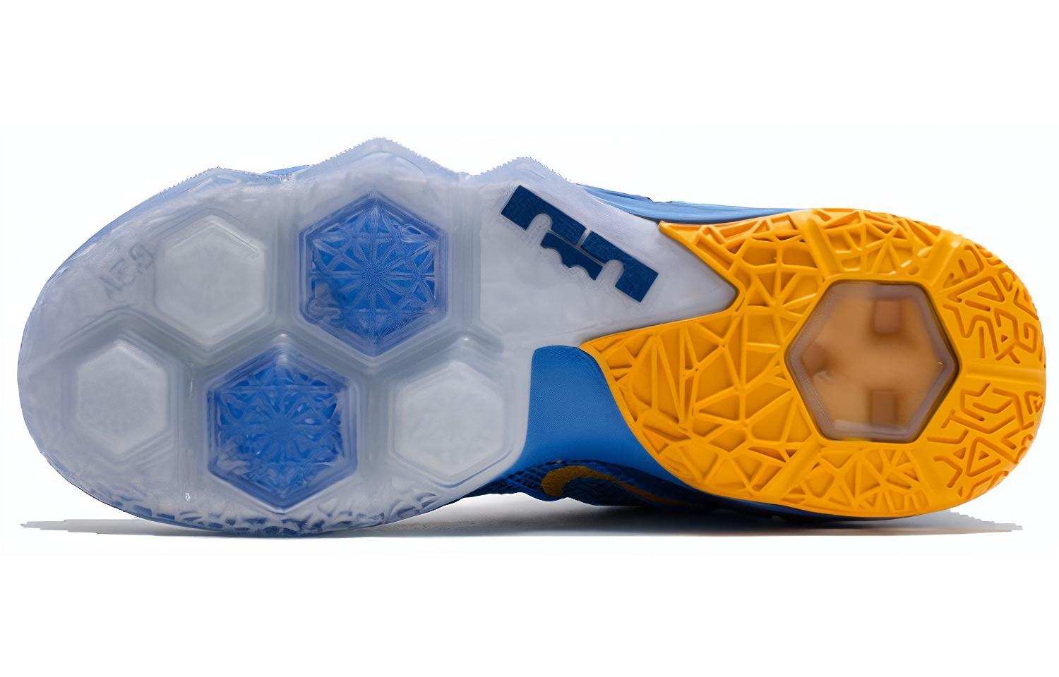 Кроссовки мужские Nike LeBron 12 Low Entourage синие-желтые, 44.5 EU