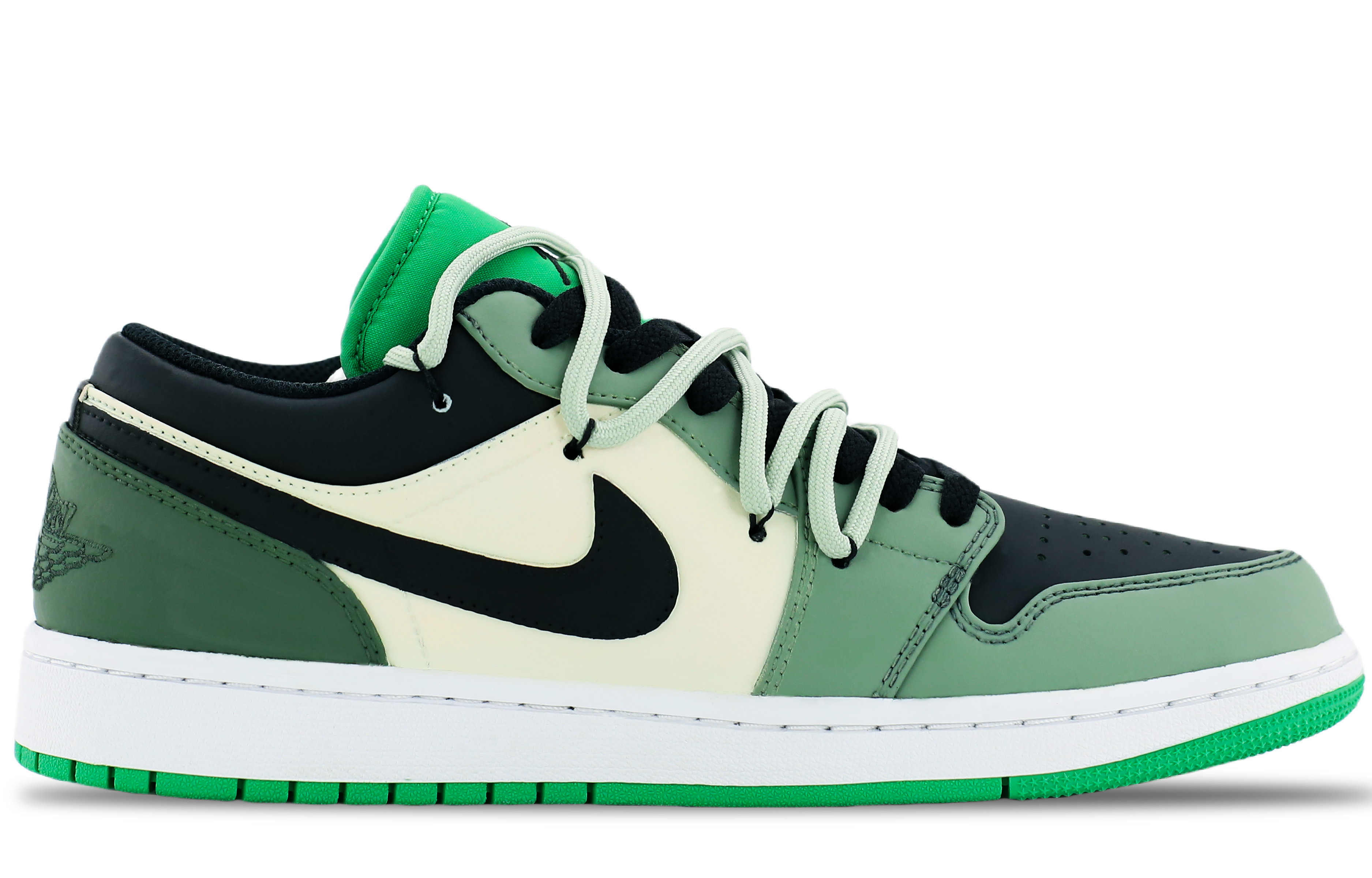 Кроссовки унисекс Jordan Air Jordan 1 Low черно-зелёные, 41 EU