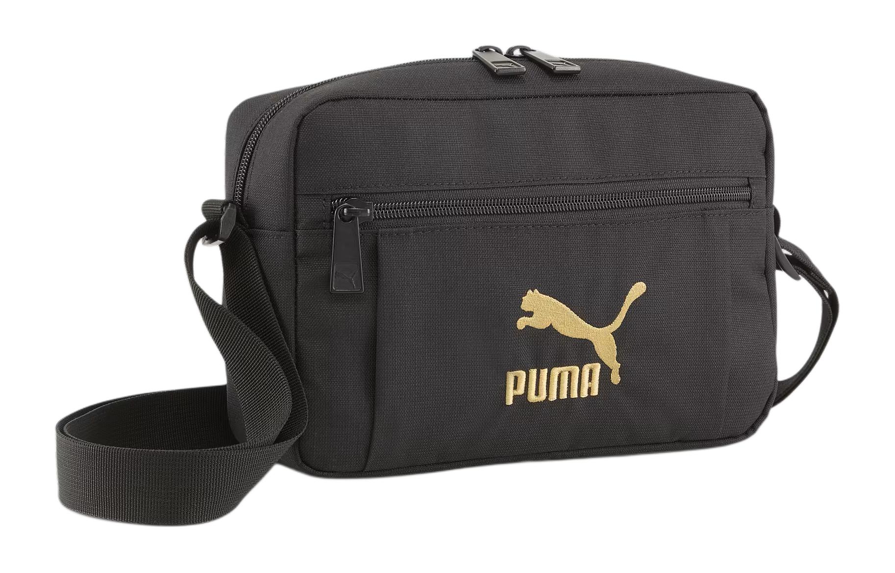 Сумка унисекс PUMA 090572-01 черная с золотым логотипом